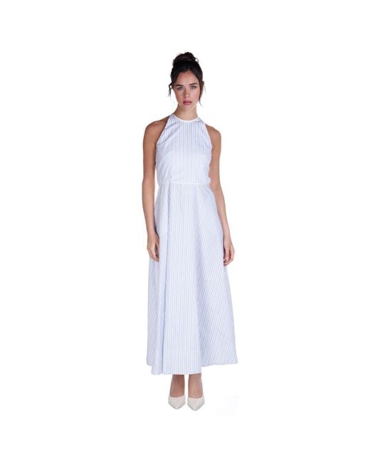 Sofia Tsereteli Blue Striped Cotton Dress