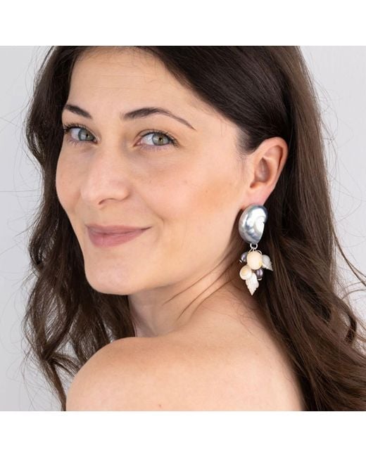 Oana Savu Blue Nautilus Shell Earrings Sterling Statement Earrings