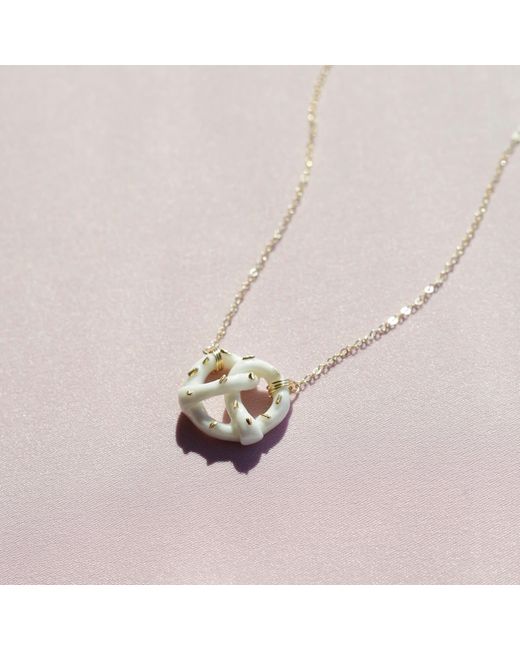 POPORCELAIN Metallic Mini Porcelain Pretzel Necklace