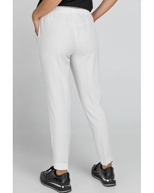 Conquista White Neutrals Ecru Crepe Pants By