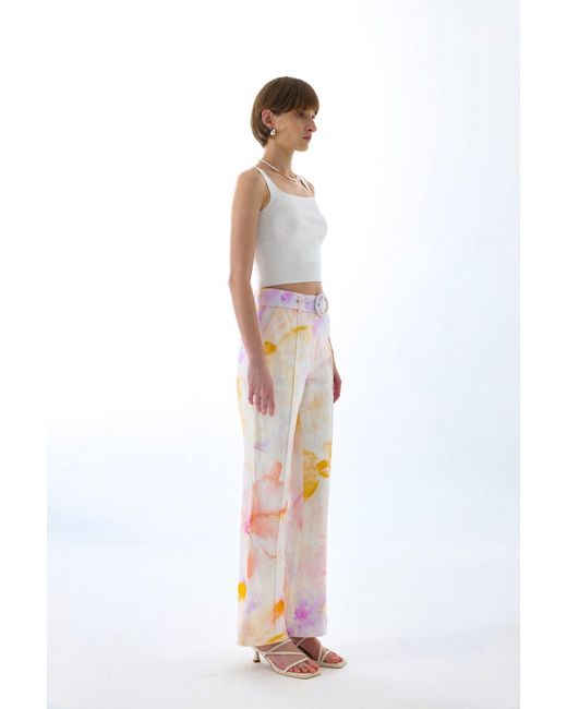 We Are Kindred Pink Josephine Flare Belt Pants-Rose