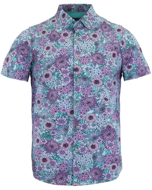 Lords of Harlech Blue Todd Garden Party Knit Shirt for men