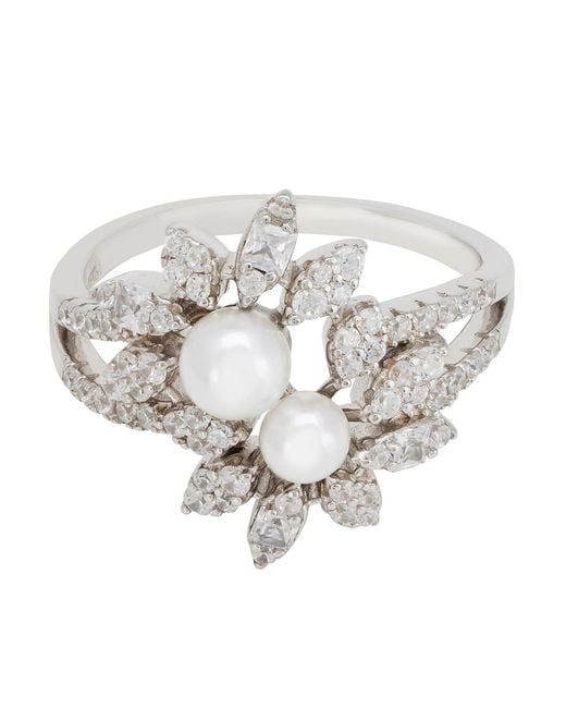 Latelita London Metallic Neutrals Marquise Cocktail Ring Pearl