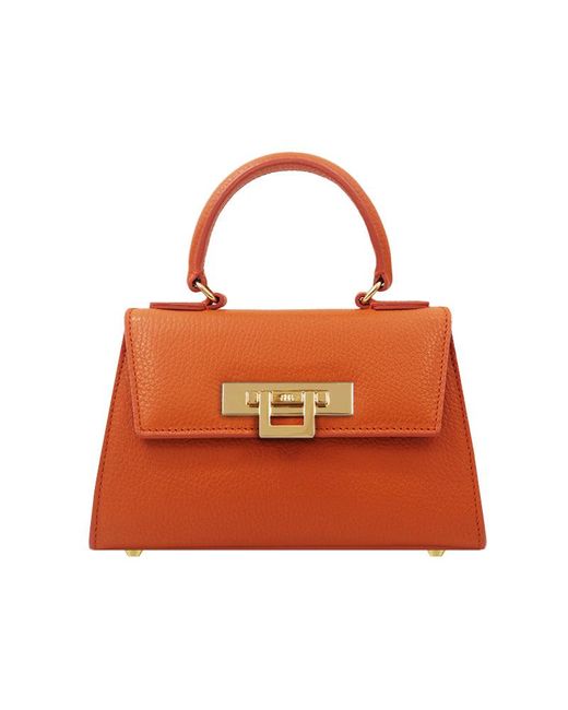 Lalage Beaumont Orange Fonteyn Mignon Caribou Soft Grainy Print Calf Leather Handbag