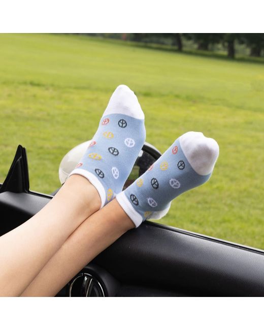 Peper Harow - Made in England Blue Peace Trainer Socks –
