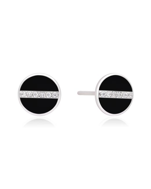 The Jewelz Black Enamel & Sparkling Cz Stud Earrings for men