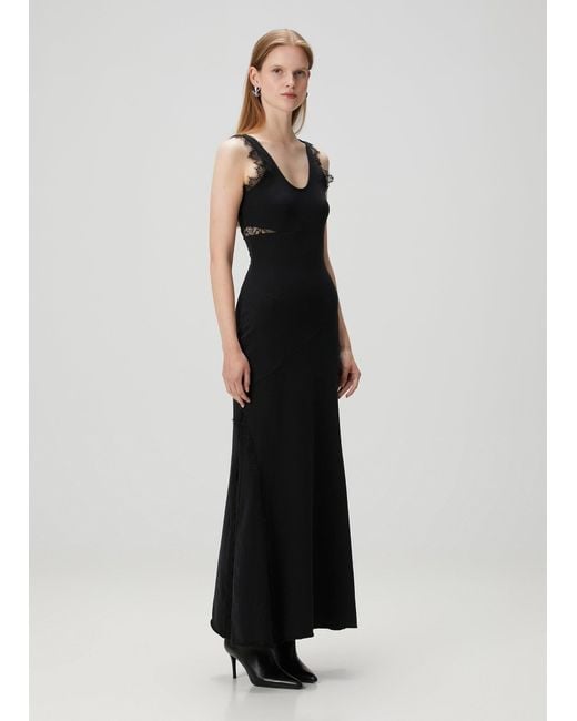 Pcfg Black Cotton Long Fitted Dress With Straps