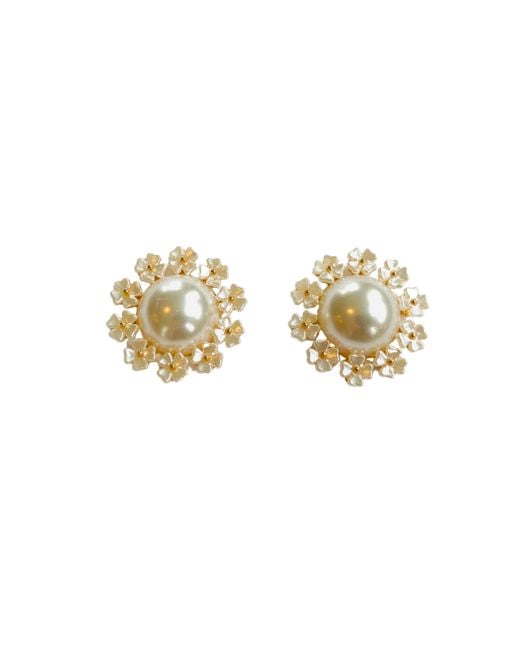 The Pink Reef Metallic Oversized Pearl Circle Floral Stud