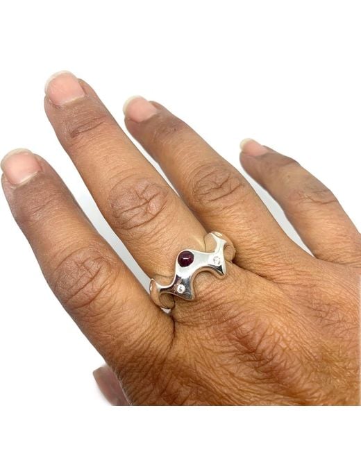 Tg-Jewellery by Tamara Gervasio Metallic Sea Slug Ring – Sterling With Garnet & Cubic Zirconia