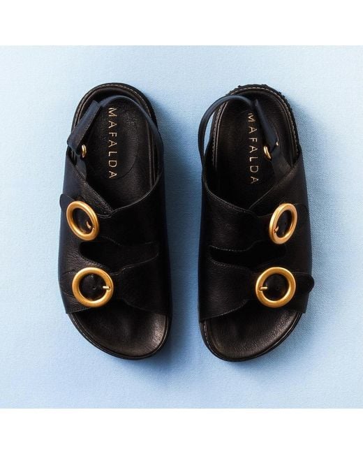 Mafalda Black Tie Buckle Chunky Sandals
