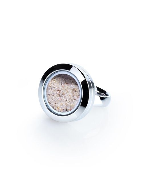 My Little Nature Blue Neutrals Designer Statement Ring With Natural Sand – Neutral Tones & Vacation Jewelry