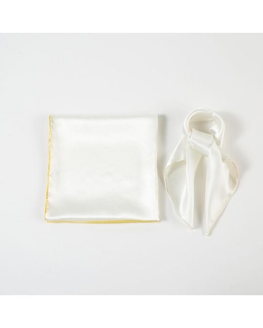 Soft Strokes Silk White Pure Silk Scarf Daffodil Solid Colour Collection Ivory Small