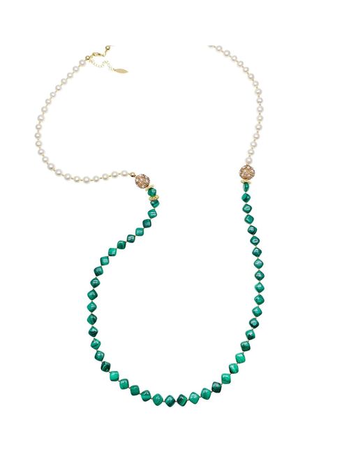 Farra Multicolor Malachite With Freshwater Pearls Multi-way Necklace