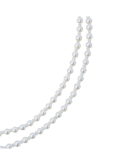 Bombyx House Metallic Birthstone April Pearl Moonstone Double Long Necklace