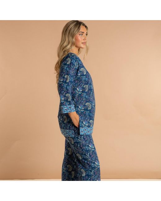 Inara Blue Indian Cotton Lagoon Pyjama Set