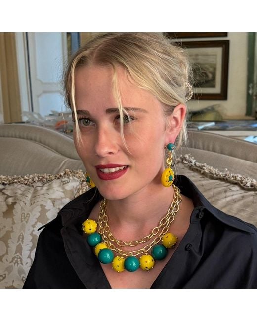 Michael Nash Jewelry Yellow Isabella Jade And Amber Resin Pierced Drop Earrings
