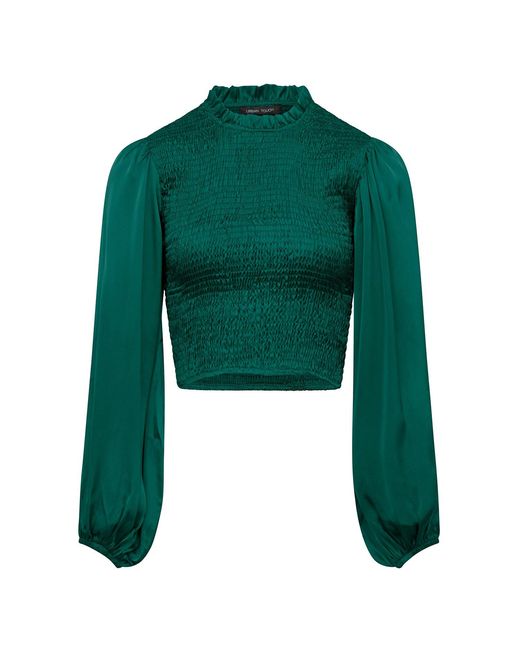 Urban Touch Green High Neck Bodycon Long Sleeve Top