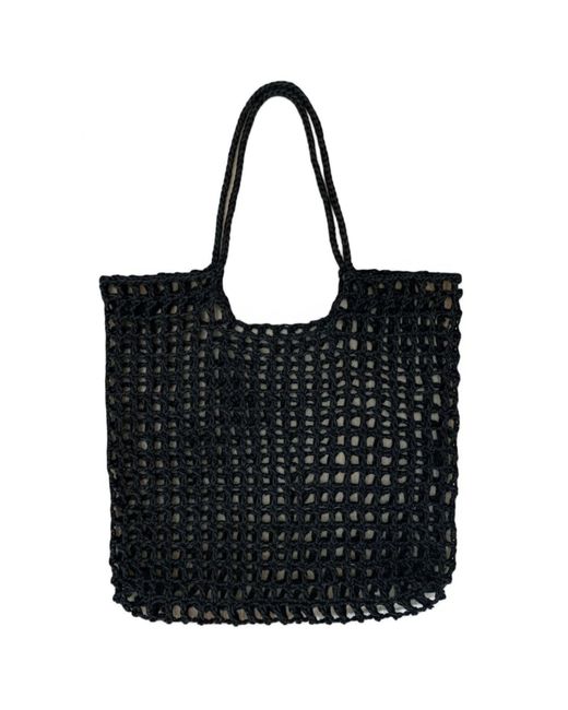 Springmoonatelier Black Handmade Crochet Mesh Bag – Lightweight Summer Beach Bag