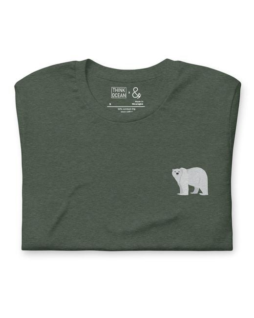 Anchor and Crew Green Forest Think Ocean Polar Bear Aspirations Cotton Embroidered T-Shirt