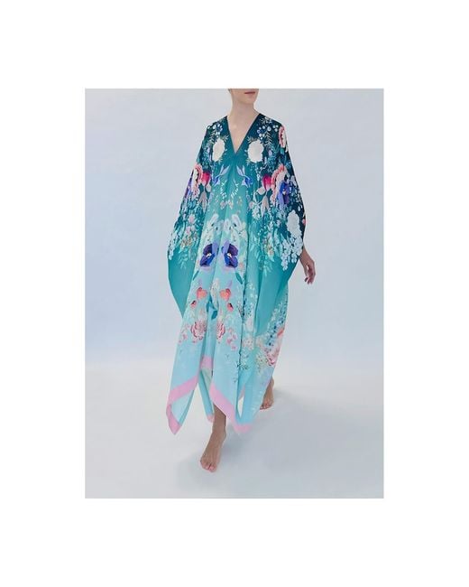 Meng Blue Ombre Silk Georgette Kaftan
