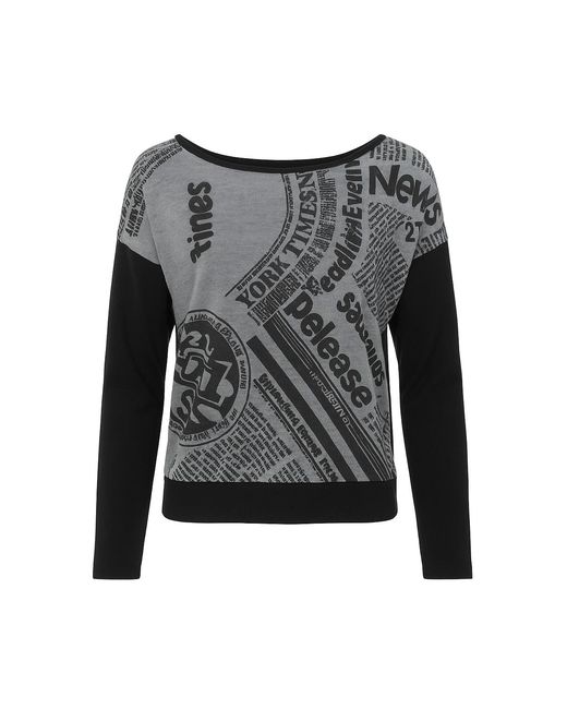Conquista Black Print & Sheer Low Back Top