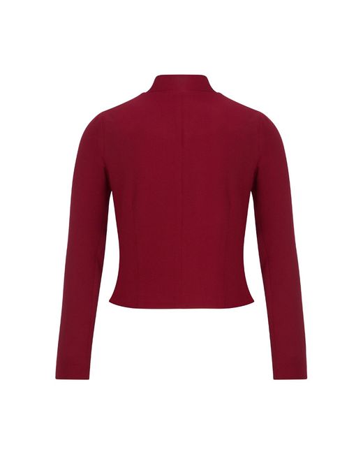 Maan Istanbul Red High Neck Long Sleeve Burgundy Blouse