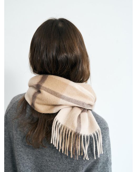 Lost Pattern Natural Plaid Cashmere Scarf