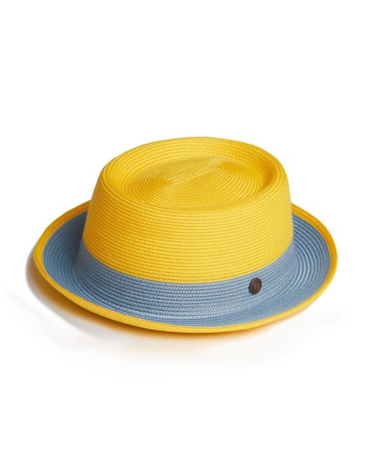 Dasmarca Hats Yellow Dasmarce Bobby Retro Short Brim Summer Porkpie – Corn for men