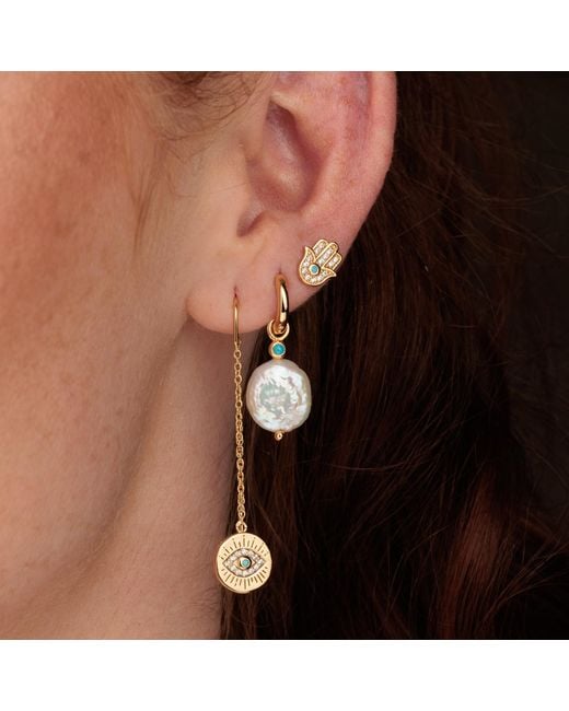 Scream Pretty Metallic Delicate Threader Earrings With Evil Eye Charm