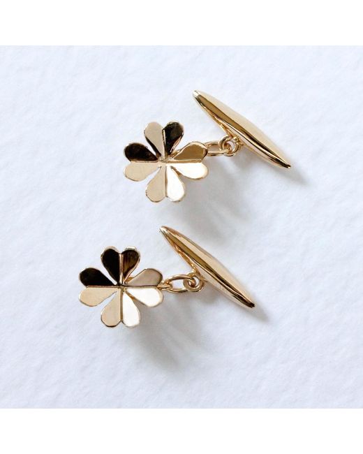 Lee Renee Metallic Lucky Clover Cufflinks– for men