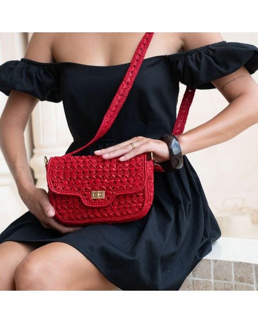 Zanatany Concepts Red Cassie Raffia Bag