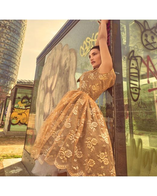 Miro Misljen Metallic Petticoat Dress