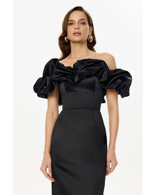 POST MERIDIEM Black Meringue Midi Dress