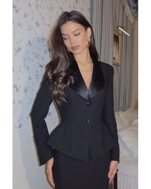 POST MERIDIEM Black Jacket With Peplum