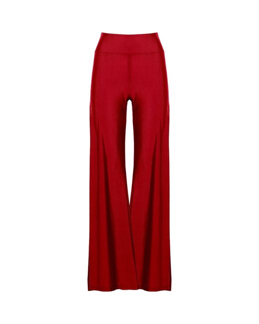 ANTONINIAS Red Cleo High Waisted Stretch Wide Leg Pants With Side Slit
