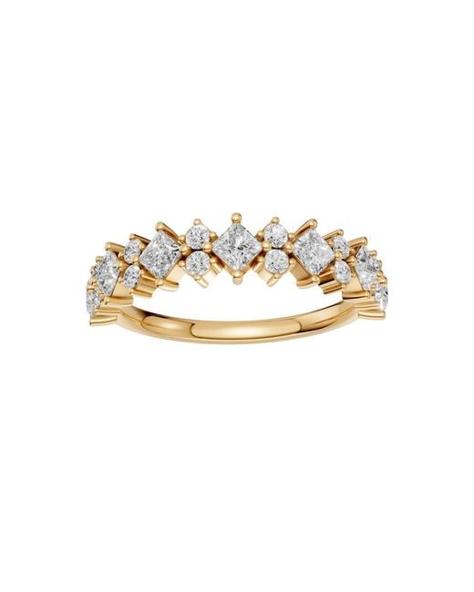 Aya Fine Jewelry Metallic Minimalist Princess & Round Diamond Wedding Ring