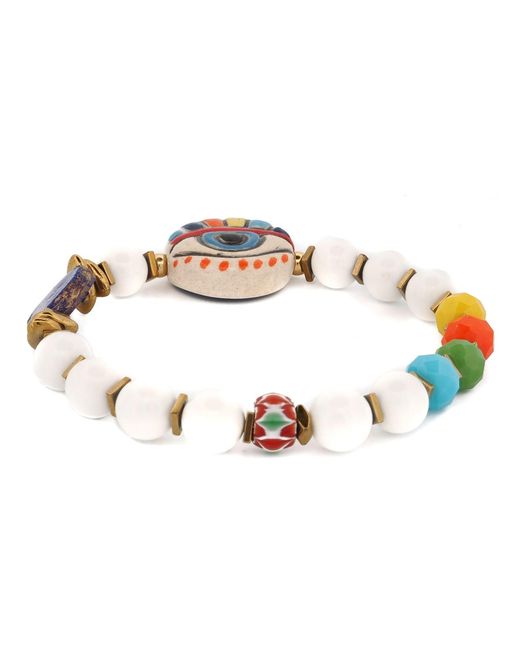 Ebru Jewelry Blue Reversible Evil Eye Beaded Summer Bracelet