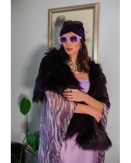 Jennafer Grace Black Shadow Amethyst Faux Fur Shawl