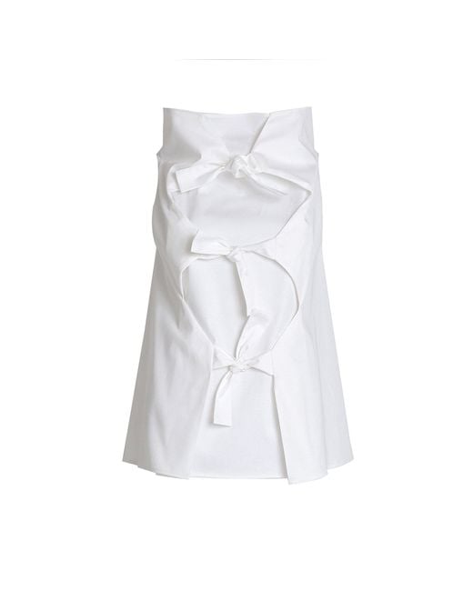 Bianca Popp White Many Ribbons Sleeveless Blouse