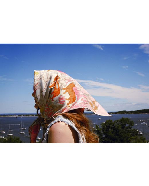 Jessie Zhao New York Blue Double Sided Silk Scarf Of Jungle Adventure