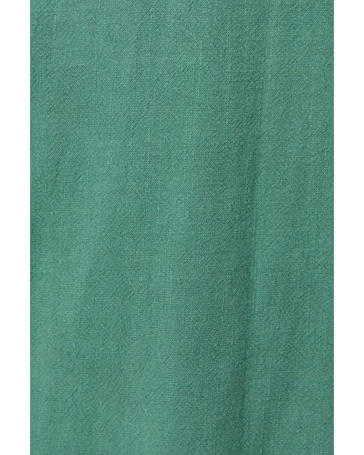Louche Green Justin Linen Mix Short Sleeve Jumpsuit