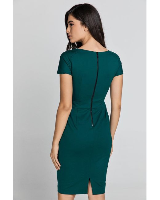 Conquista Green Fitted Emerald Cap Sleeve Dress Fashion