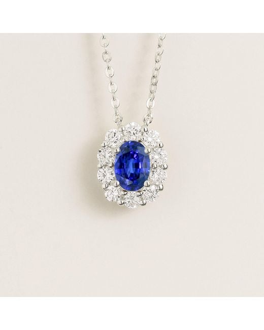 Juvetti Blue Prill Necklace Set With Sapphire & Diamond