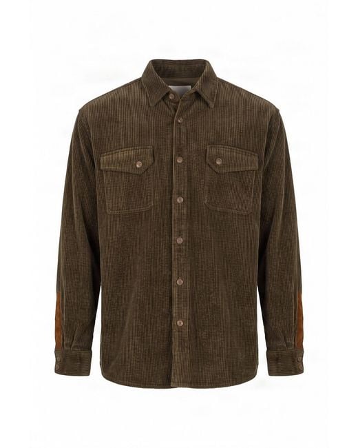Komodo Brown Karda Organic Cotton Corduroy Overshirt for men