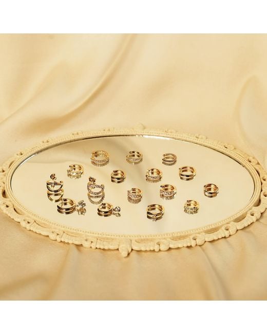 Diamonbliss White Bezel Set Dangle Hoop Earrings