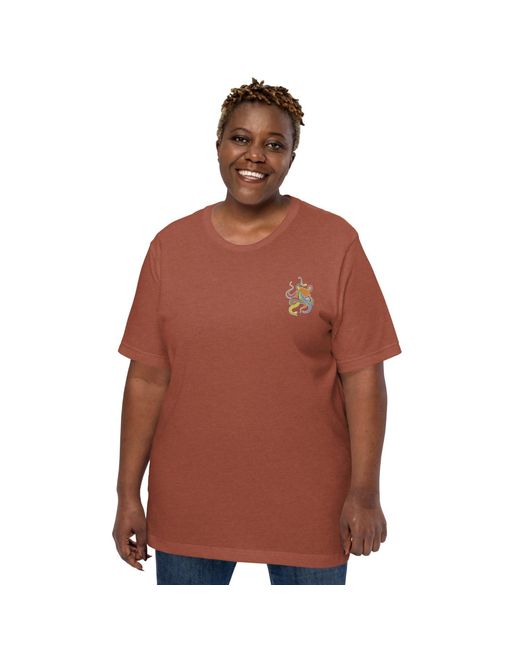 Anchor and Crew Orange Clay Think Ocean Octopus Fluorescence Cotton Embroidered T-Shirt