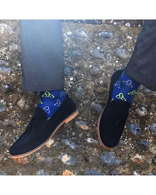 Peper Harow - Made in England Blue Tri & Snowflake Socks Bundle for men