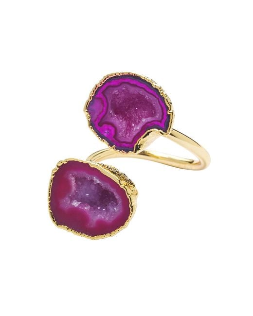 YAA YAA LONDON Multicolor Berry Duo Crystal Adjustable Gold Ring