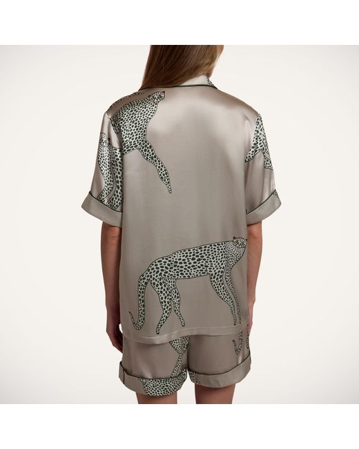 Piola Gray Silk Short Pyjama Set Printed