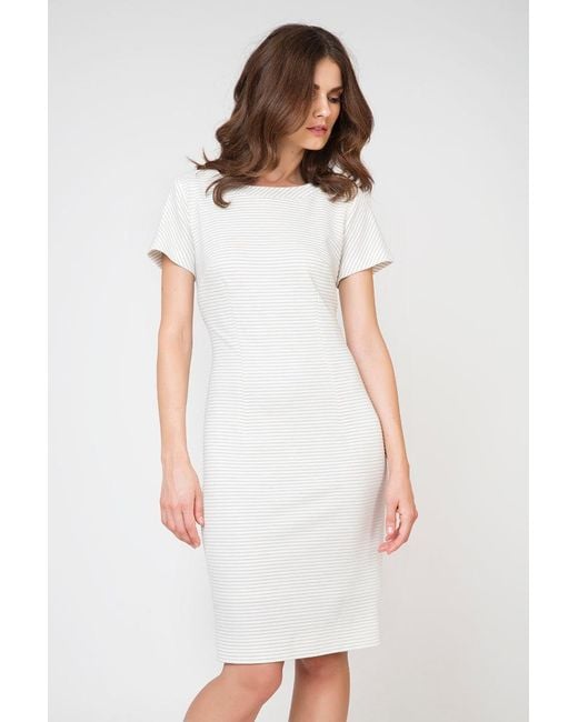 Conquista Natural Neutrals Short Sleeve Fitted Dress